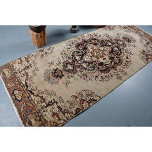 Alfombra turca Vintage clásica de 3,6x9,1 pies, patrón de retazos marrón Beige, lana de imitación de piel de conejo, pasillo Rectangular de látex para cabecera - Product Image 2