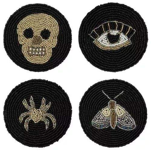 Custom Color Seed Beads Round Embroidery Coaster Beaded Embroidery Coaster With <b>Tropical</b> Floral Pattern - Product Image 2