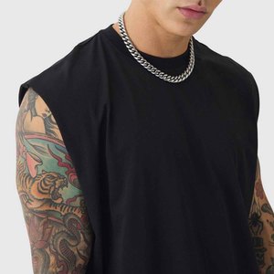Camiseta Deportiva de Color Sólido Personalizada, de Secado Rápido y Transpirable, Camiseta sin Mangas para Hombre, Cuello Redondo, Algodón/Poliéster - Product Image 4