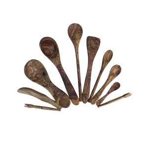 Ensemble de cuisine commerciale avec de longues petites cuillères à soupe rondes en bois minimalistes et écologiques pour la cuisine ou les cadeaux - Product Image 2