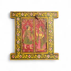 Hand Painted Wooden Window with <b>Plant</b> Pattern - Product Image 1