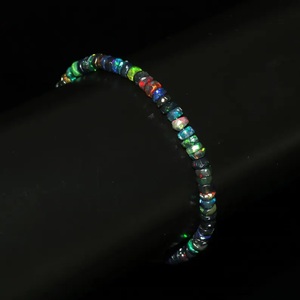 Bracelet manchette de luxe en argent sterling 925 plaqué or fait main, personnalisé avec pierre précieuse éthiopienne noire - Product Image 2