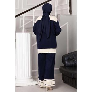 Conjunto de 2 piezas de punto doble de bufanda azul marino - Product Image 5