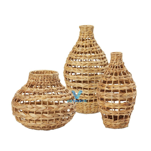 แจกันทรงกระบอกน้ำผักตบชวาทำด้วยมือเป็นมิตรกับสิ่งแวดล้อมปรับขนาดได้สีธรรมชาติของตกแต่งบ้านภาชนะบนโต๊ะ - Product Image 1