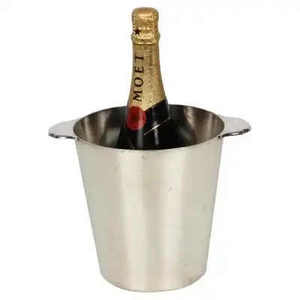 Cubo de hielo de metal de calidad superior de acero inoxidable con acabado mate con mango elegante duradero y perfecto para fiestas y uso en el bar del hogar - Product Image 1