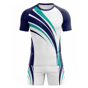 ชุดทีมวอลเลย์บอล OEM |   ชุดเสื้อเจอร์ซีย์และกางเกงขาสั้นแห้งเร็วสีน้ำเงินกรมท่า - Product Image 1