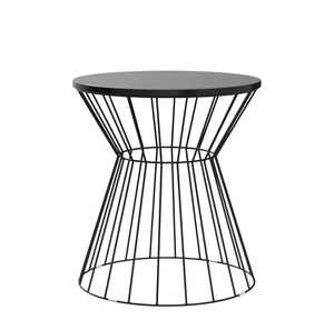 Mesa de centro de alambre de metal negro elegante moderna con tapa redonda de MDF laminado para muebles del hogar - Product Image 2