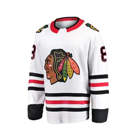 Jersey de Hockey sobre Hielo Blanco para Hombre, Transpirable, de Poliéster, Manga Larga, Cuello Redondo, con Logotipo del Equipo Impreso