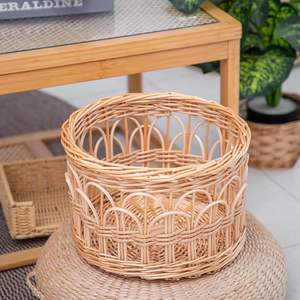 Handmade Natural <b>Rattan</b> Storage Basket - Versatile Woven Household Organizer - Eco-friendly Wicker Bin for Laundry, Toys - Product Image 5