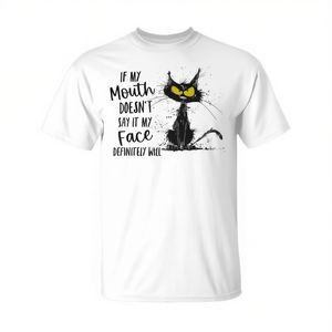 Camiseta con diseño de gato: Si mi boca no lo dice, mi cara lo dirá - Product Image 2