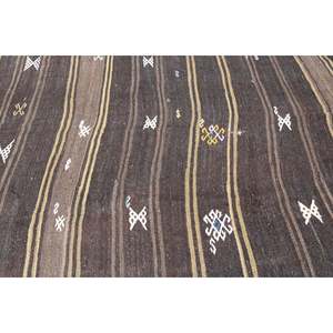 Vintage Rug, 6.1x10.8 ft Large Rug, <b>Brown</b> Abstract <b>Wool</b> Turkish Rug - Product Image 5
