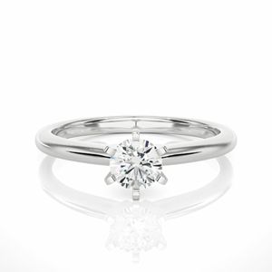 Bague de fiançailles solitaire en diamant taille ronde pour femme - Product Image 6