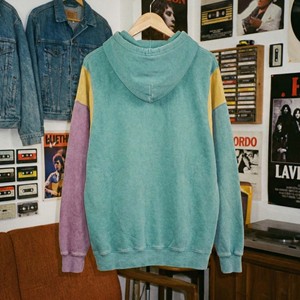 Custom Winter <b>Vintage</b> Washed Cotton Hoodie Women Retro 90s Style Color Block Patchwork 3D Embroidery <b>Sweatshirt</b> <b>Oversized</b> - Product Image 2