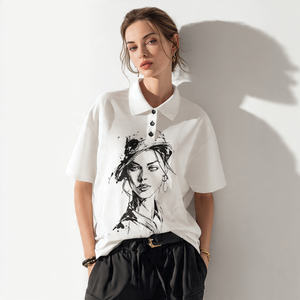 Chemise à manches courtes oversize pour femme à épaules tombantes, unie, de haute qualité, en polyester/coton écologique, respirante et à séchage rapide - Product Image 4