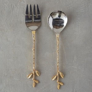 Classic Brass Handle <b>Salad</b> <b>Server</b> Set Timeless Dining Serving Utensil Decorative Kitchenware - Product Image 6