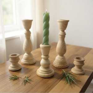 Premium Quality Wooden Candlestick Holder Round <b>Shape</b> <b>Candle</b> Stand for Hotel Restaurant Home Decoration - Product Image 1