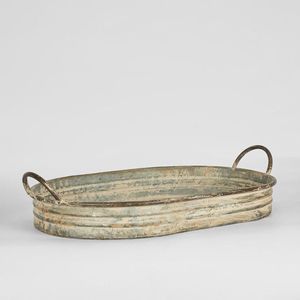 Bandeja de servicio de metal galvanizado con diseño de granja rústica ideal para bebidas de aperitivos de desayuno y uso de decoración de fiesta en casa - Product Image 4