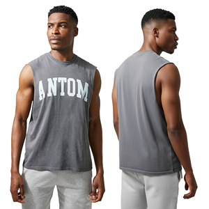 Camisetas sin mangas de algodón/bambú hechas a medida para hombre, camisetas de secado rápido antipilling, chaleco de gimnasio con serigrafía de Pakistán - Product Image 1