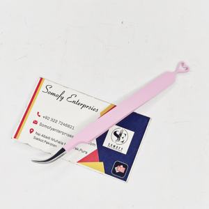 Pinzas para Pestañas de Acero Inoxidable Japonés Somofy Enterprises, Antimagnéticas, Antiestáticas, 10 mm, Color Rosa Bebé, Curvadas y Dentadas - Product Image 2