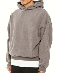 Sudaderas con capucha de gran tamaño para hombre de primera calidad, mezcla básica de algodón en relieve, estilo informal, técnicas lavadas con capucha larga - Product Image 3