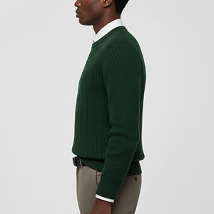 Pulls en maille pour hommes de haute qualité 100% coton, col rond, logo personnalisé, couleur unie, séchage rapide, respirant, vêtements décontractés - Product Image 2