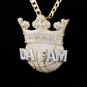 Customizable 14K Gold Plated VVS Moissanite Emerald Cut <b>Cross</b> Shape Hip Hop Iced Crown Name Pendants Charms Unisex Christian IGI - Product Image 2