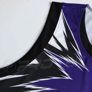 Uniformes d'équipe de basket-ball d'athlétisme, uniforme de basket-ball réversible de couleur unie violette imprimé par Sublimation - Product Image 6