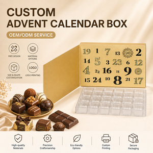 Boîte vide personnalisée pour <span class=keywords><strong>calendrier</strong></span> <span class=keywords><strong>de</strong></span> l'Avent au chocolat avec plateau alimentaire, emballage <span class=keywords><strong>de</strong></span> truffes pour compte à rebours <span class=keywords><strong>de</strong></span> 24 jours, qualité alimentaire, directement du fabricant - Product Image 1