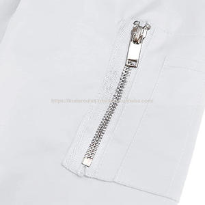 Blouson aviateur de bonne qualité, blouson aviateur blanc pour homme, tissu 100% polyester, blouson aviateur en gros, logo personnalisé - Product Image 5