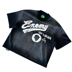 Camiseta de Alta Calidad Personalizada de Poliéster/Algodón, 300 GSM, Lavada con Ácido, Efecto Desteñido, Corte Ajustado, Secado Rápido y Transpirable - Product Image 1