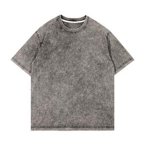 Camiseta con cuello redondo y lavado ácido para hombre, logotipo personalizado, 100% algodón, ligero, estilo callejero DIY, impresión Digital de gran tamaño - Product Image 5