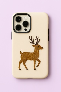 Coque de téléphone à broderie de pommes de terre minimaliste Couverture arrière en tissu doux avec broderie détaillée Absorbant les chocs et les rayures - Product Image 3