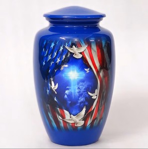 Dark Glossy Artistic <b>Memorial</b> Cremation Urn with Hummingbird and Floral Night Garden Scene Symbolic Keepsake Urn - Product Image 4