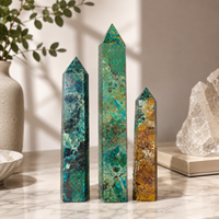 Tour de cristal de pin Phénix poli de 21 cm à 30 cm, pointe vert-bleu, pierre minérale, décoration d'intérieur, cadeau de collection