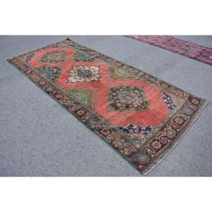 Alfombra de lana verde roja Oriental de 4,5x9,8 pies, tejido plano de retazos turco Vintage para decoración para sala de estar, respaldo de látex - Product Image 2