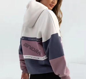 OEM personalizado Streetwear Fleece Pullover Algodón de gran tamaño de las mujeres Sudadera con capucha impresa de punto para mujer Hoddys - Product Image 2