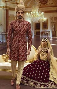 NEW---TRENDY-bonito vestido indio KOTI con LEHENGA para novio, traje con trabajo pesado bordado, 2022 - Product Image 2