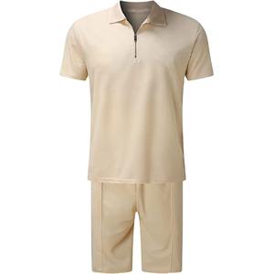 Venta caliente Fitness Polo camiseta y pantalones cortos conjuntos transpirables de talla grande diseño personalizado gimnasio desgaste hombres verano conjuntos cortos - Product Image 1