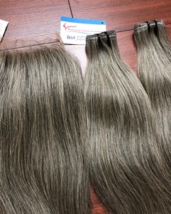 2024 vente chaude de haute qualité naturel gris Remy Extensions de cheveux en vrac droite cheveux humains bruts non transformés - Product Image 6