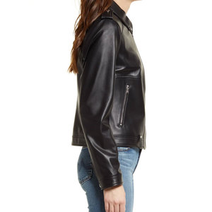 Chaqueta de Cuero para Mujer de Primera Calidad, Duradera, con Forro de Nailon Acolchado, Manga Larga, Estilo Moderno para Otoño - Product Image 3