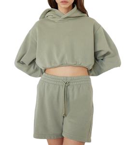 Ensemble deux pièces pour femme : sweat-shirt zippé à manches longues et short en polaire, haut court à manches longues et short - Product Image 3