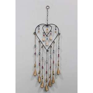Bohemian Wrought Iron Heart Hanging Wind Chime Indoor/Outdoor Patio Garden <b>Ornament</b> for Love Gifts - Product Image 1
