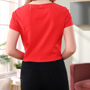 เสื้อครอปแขนสั้นสำหรับผู้หญิง, เสื้อครอปแฟชั่นผ้าฝ้ายลำลองแฟชั่นใหม่2025 - Product Image 6