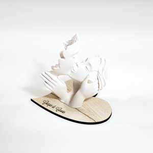 Estatua grande de beso de resina con base de escultura artesanal para decoración navideña estatuilla o regalo disponible en estilo globo de nieve