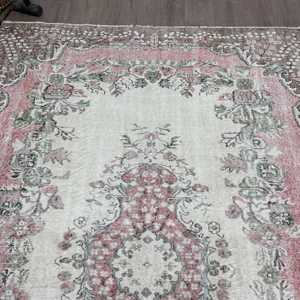 6.2x9.4 ft Rug, Vintage Turkish Large Rug, <b>Red</b> <b>Wool</b> Rug - Product Image 4