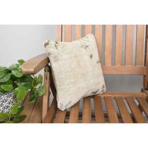 Luxury 18x18 Beige Kilim Patchwork Wool <b>Pillow</b> 12x12 Inch Rustic Floral Print Throw <b>Pillow</b> for Bedding Floor Portable Woven - Product Image 2