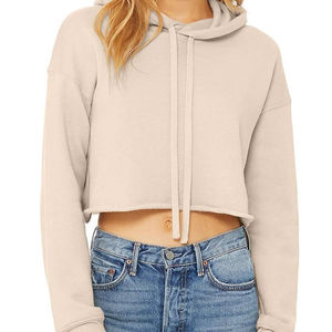 Nuevo diseño personalizado de alta calidad mujeres Crop Top sudaderas con capucha precio al por mayor algodón poliéster material mujeres Crop Top sudaderas con capucha - Product Image 2