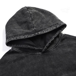 Haute qualité personnalisé surdimensionné à manches longues pull acide lavage à capuche hommes lavé noir Vintage délavé détresse sweats à capuche - Product Image 3