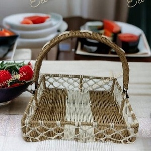 Hot Sale Handmade Multi-Functional Square Wicker <b>Basket</b> Long Handle for Flowers Fruits Bread Gifts Storage for Sundries - Product Image 4