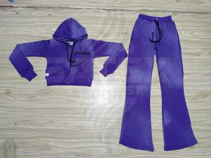 Survêtements unisexes imprimés sur mesure 100% coton French Terry Vintage Acid Wash Distressed Hoodies Sweatpants Jogger Set - Product Image 2